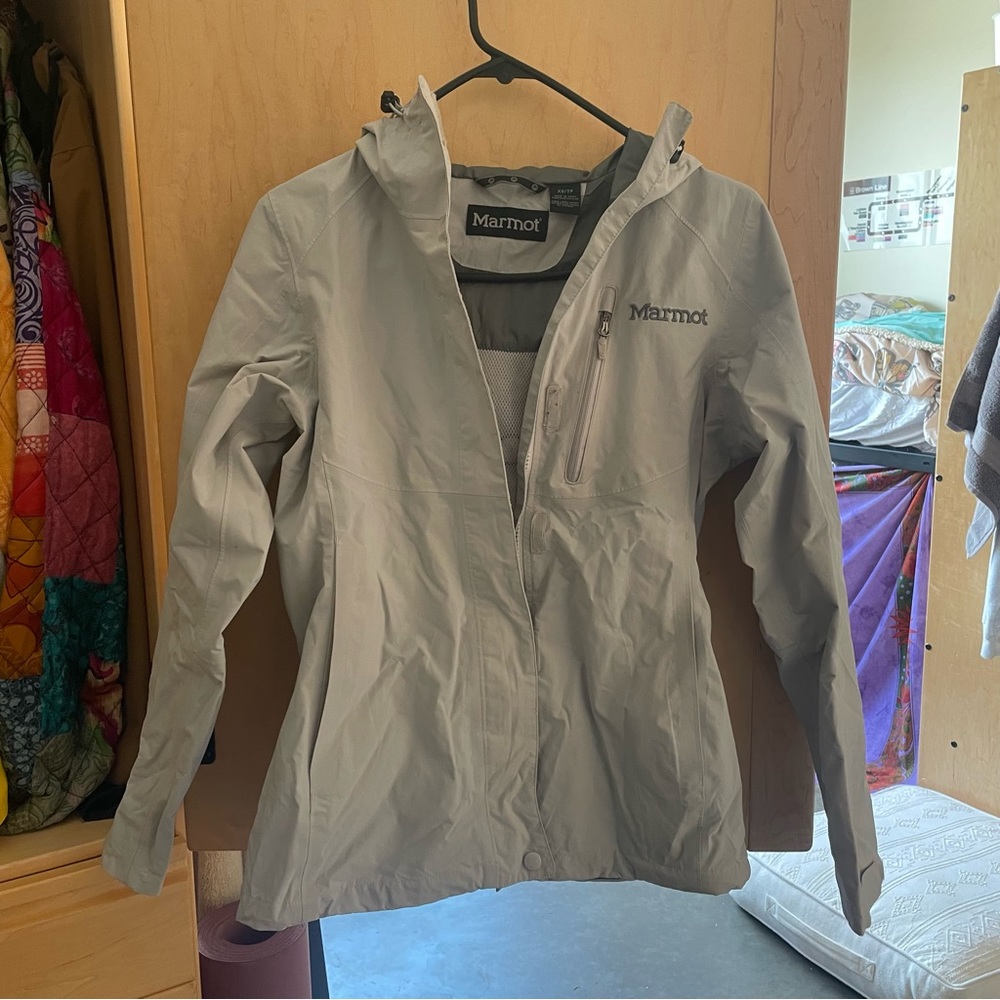 Grey marmont windbreaker rain jacket coat